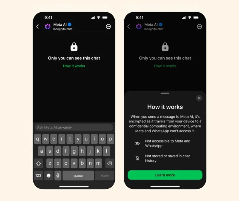 WhatsApp adds an incognito mode in Meta AI chats